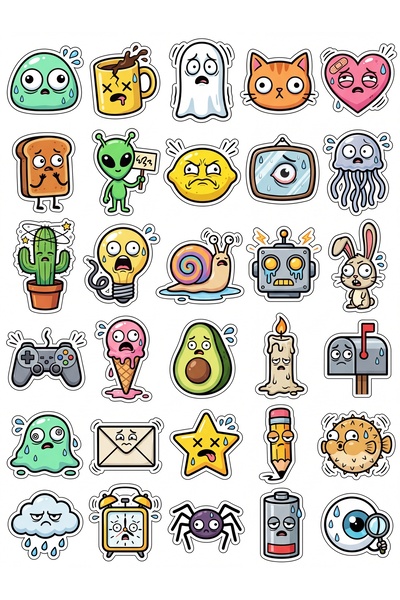 Store 30 Pieces of Weird, Cute, Funny Character Sticker Set - Laptop Phone No...