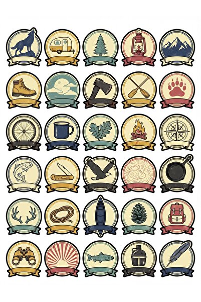 Store 30 Pieces Vintage Camping Adventure Sticker Set - Retro Pack for Thermo...
