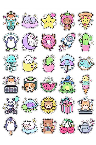 Store 30 Pieces Cute Figures Sticker Set - for Laptop, Notebook, Agenda, Phone