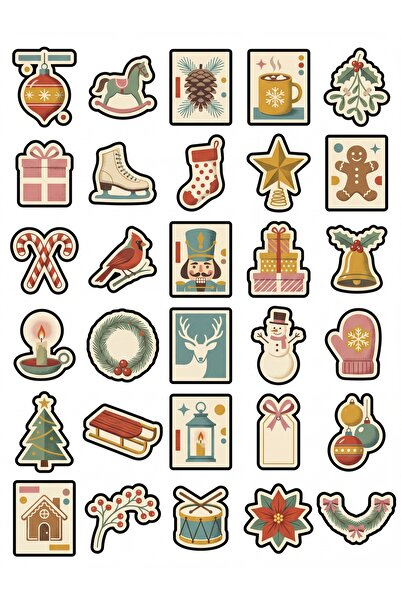 Store 30 Pieces Retro Christmas Postage Stamp Sticker Set - for Agenda Notebo...