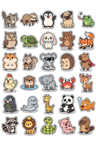 Store 30 Pieces Cute Animal Sticker Set - for Laptop, Notebook, Phone