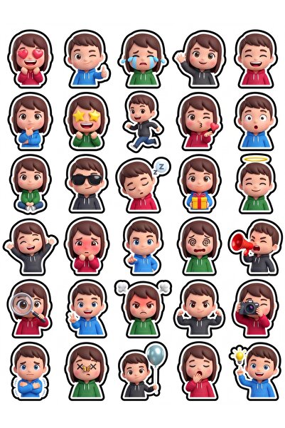 Store 30 Pieces 3D Cute Chibi Character Sticker Set - for Laptop, Phone, Agenda