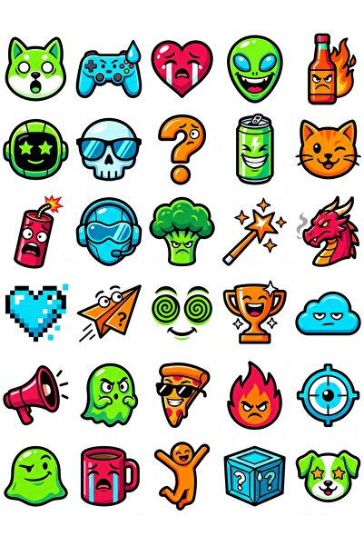 Store 30 Pieces of Fun Digital Character Sticker Set - for Laptop, Phone and ...