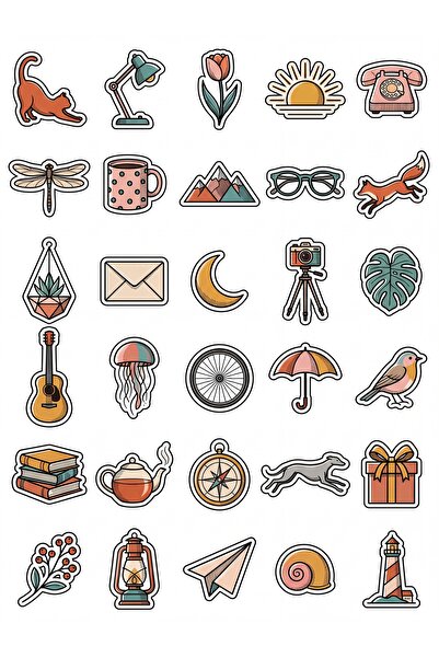 Store 30 Pieces Aesthetic Geometric Drawing Sticker Set - for Laptop, Noteboo...