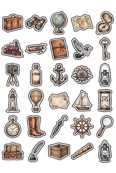 Store 30 Pieces Vintage Travel Themed Sticker Set - for Suitcase, Notebook, S...