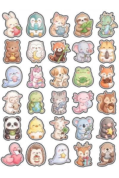Store 30 Pieces Watercolor Animal Sticker Set - for Laptop, Notebook, Phone