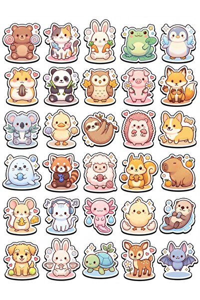 Store 30 Pieces Cute Animal Sticker Set - for Laptop, Notebook, Agenda