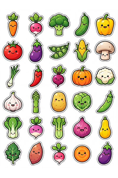 Store 30 Pieces of Shiny Cute Vegetables Sticker Set - for Laptop, Notebook, ...