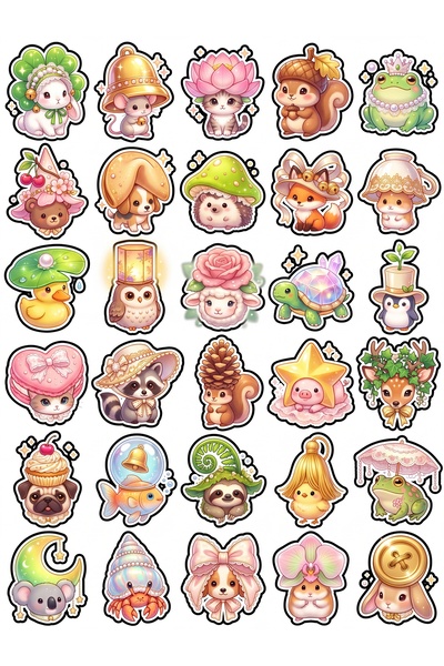 Store 30 Pieces Animals with Hats Sticker Set - for Laptop, Notebook, Phone