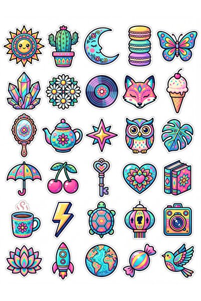 Store 30 Pieces Colorful Geometric Sticker Set - for Laptop, Notebook, Water ...