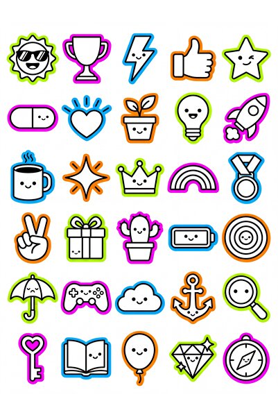 Store 30 Pieces Positive Energy Sticker Set - for Laptop, Phone, Notebook