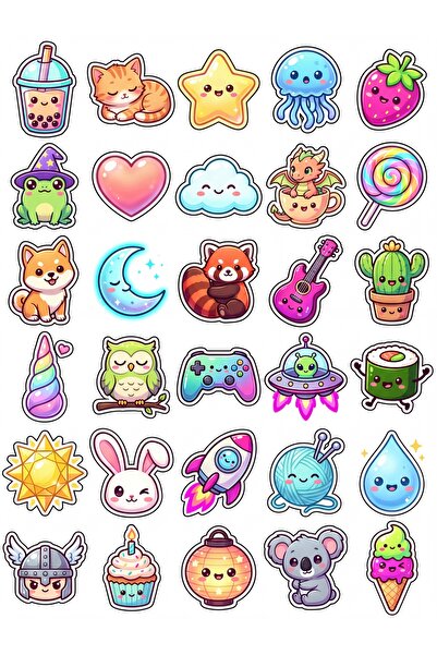 Store 30 Pieces Chibi Cute Figures Sticker Set - for Laptop, Phone, Notebook