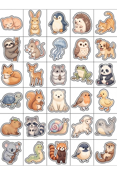 Store 30 Pieces Pastel Animal Sticker Set - for Laptop, Notebook, Phone