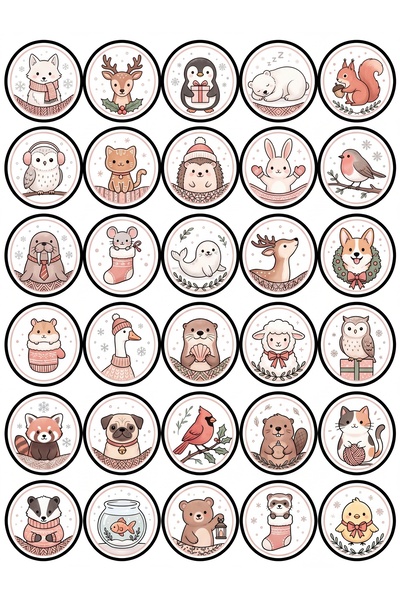 Store 30 Pieces Pastel Winter Animals Sticker Set - Laptop Notebook Phone
