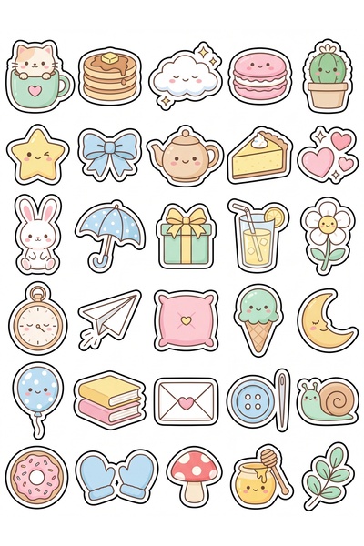 Store 30 Pieces Cute Breakfast and Dessert Sticker Set - Laptop Notebook Phone