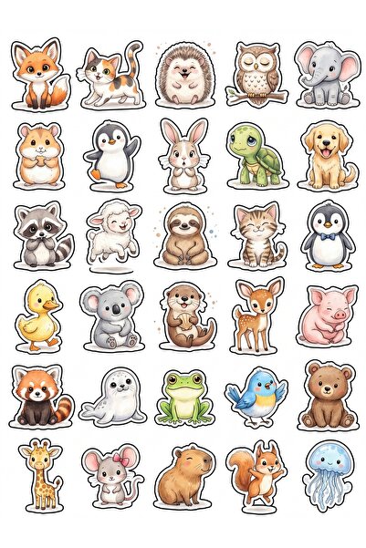 Store 30 Pieces Watercolor Animal Sticker Set - for Laptop, Notebook, Phone, ...