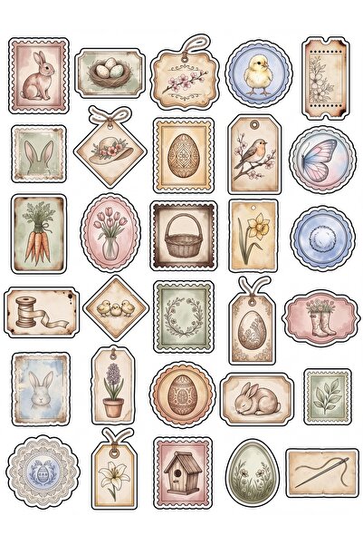 Store 30 Pieces Vintage Spring and Rabbit Sticker Set - for Agenda Scrapbook ...