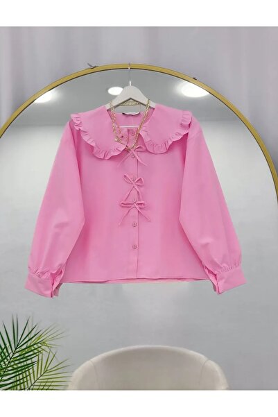 MODA VEDAT Kadın Fiyonk Detaylı Kısa Gömlek -0270