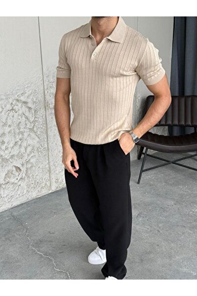 OKSHEN Regular Fit Polo Neck Short Sleeve Knitwear T-Shirt