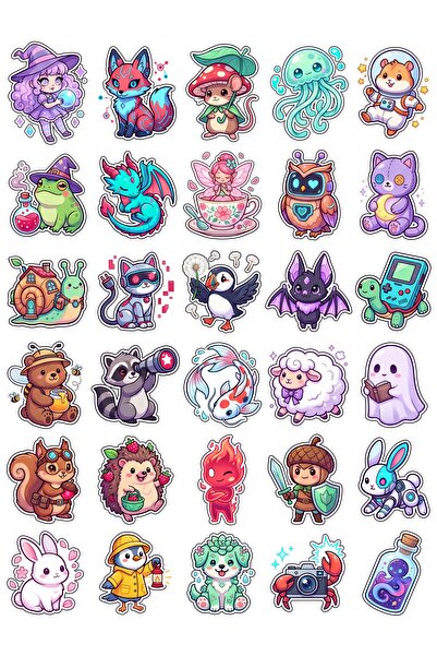 Store 30 Pieces Fantastic Character Sticker Set - for Laptop, Notebook, Phone