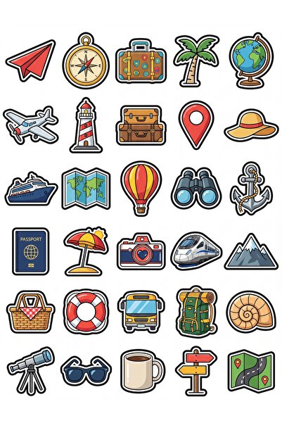 Store 30 Pieces of Aesthetic Travel and Exploration Sticker Set - for Laptop,...