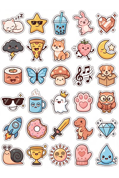 Store 30 Pieces Chibi Character Sticker Set - for Laptop, Notebook, Agenda
