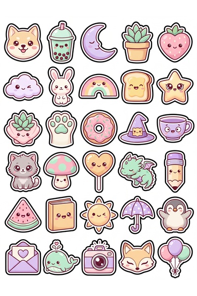 Store 30 Pieces Cute Characters Sticker Set - for Laptop, Notebook, Phone