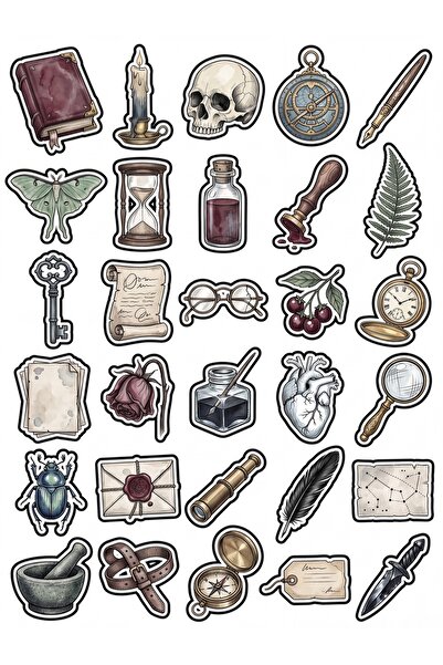 Store 30 Pieces Vintage Gothic Dark Academia Sticker Set - for Laptop, Notebo...