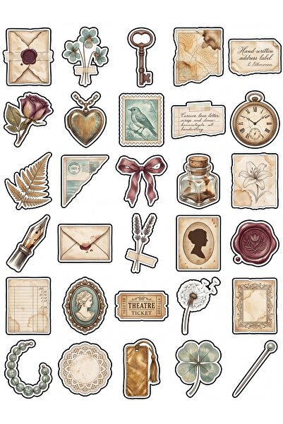 Store 30 Pieces Vintage Romantic Letter Sticker Set - for Agenda Scrapbook No...