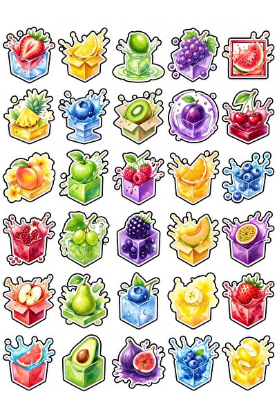 Store 30 Pieces Watercolor Effect Fruit Sticker Set - Laptop Phone Notebook A...