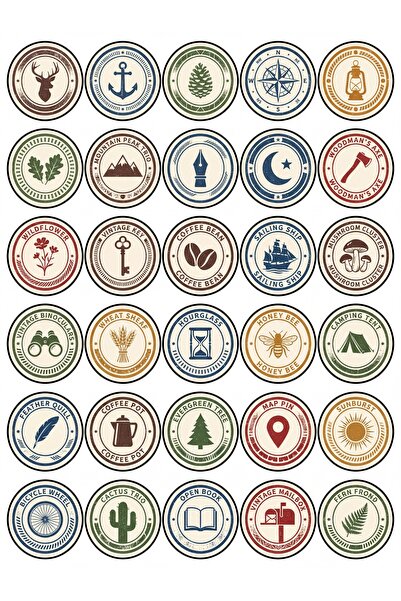 Store 30 Pieces Vintage Seal Design Nature Sticker Set - for Laptop, Notebook...