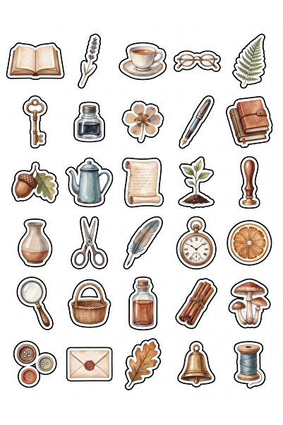 Store 30 Pieces Vintage Watercolor Nostalgia Sticker Set - for Laptop, Notebo...