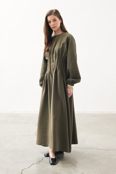 Hooopstore Modest Dresses - Khaki - Basic