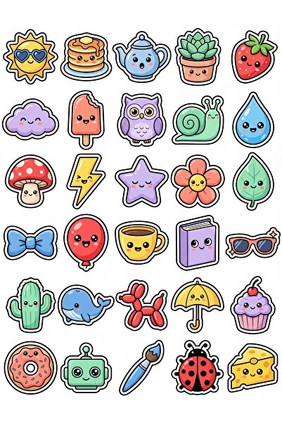 Store 30 Pieces Cute Characters Sticker Set - for Laptop, Phone, Agenda