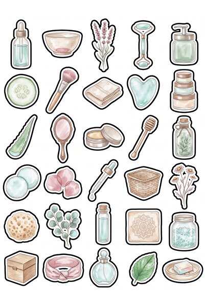 Store 30 Pieces Vintage Skin Care and Spa Sticker Set - for Agenda Notebook L...