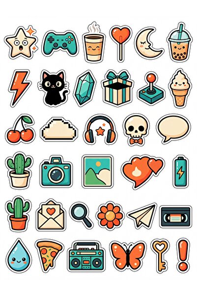 Store 30 Pieces Cute Icons Sticker Set - for Laptop Phone Notebook