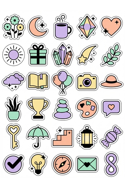 Store 30 Pieces of Motivational Stickers in Pastel Colors - for Laptop, Phone...