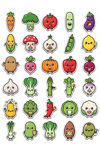 Store 30 Pieces Cute Vegetables Sticker Set - Colorful Design for Laptop Phon...