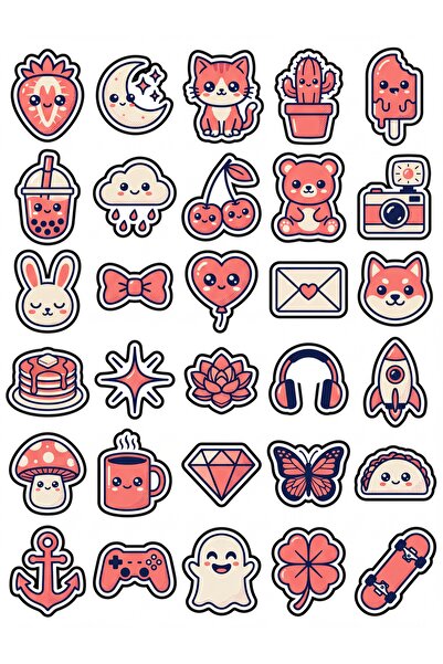 Store 30 Pieces Pop Icons Sticker Set - for Laptop, Notebook, Phone