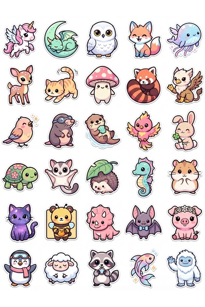 Store 30 Pieces Cute Animals Sticker Set - for Laptop, Notebook, Phone, Agenda