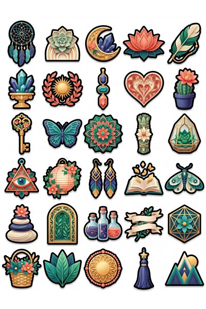 Store 30 Pieces Aesthetic Boho Mystical Sticker Set - for Laptop, Agenda, Not...