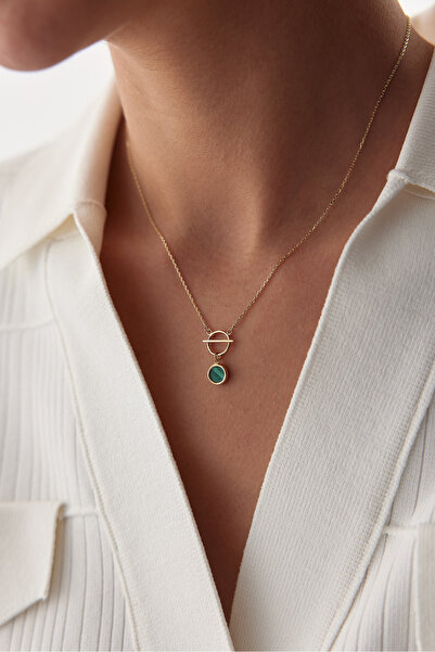 ADOR Altın Malachite Taşlı Kolye