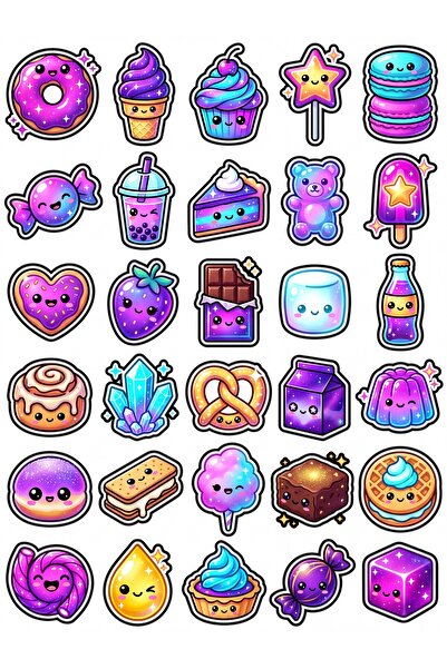 Store 30 Pieces Cosmic Sweets Sticker Set - for Laptop, Phone, Water Bottle