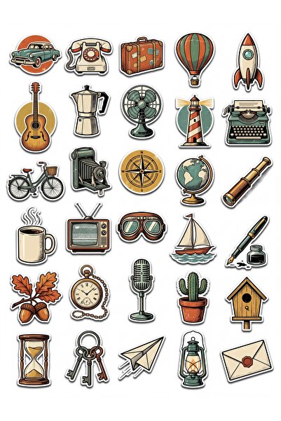 Store 30 Pieces Vintage Nostalgic Travel Sticker Set - Stickers for Laptop, N...