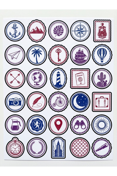 Store 30 Pieces Retro Travel Seal Sticker Set - Nostalgic Design for Suitcase...