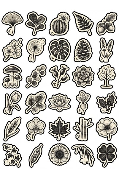 Store 30 Pieces Black and White Vintage Botanical Sticker Set - for Laptop, A...