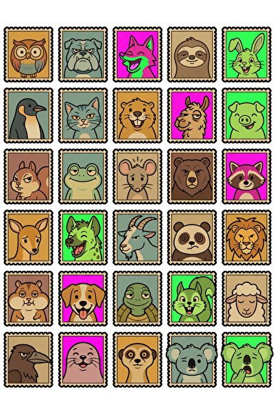 Store 30 Pieces Retro Funny Animal Stamps Sticker Set - for Laptop Notebook P...