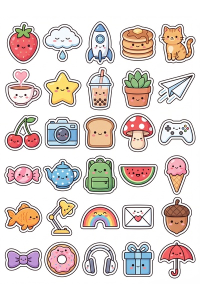 Store 30 Pieces Cute Objects Sticker Set - for Laptop, Notebook, Phone
