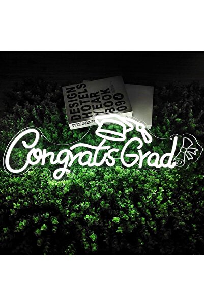 Slasa Congrats Grad Neon Sign 32x40 cm Multicolor Light with 6mm Acrylic Base...