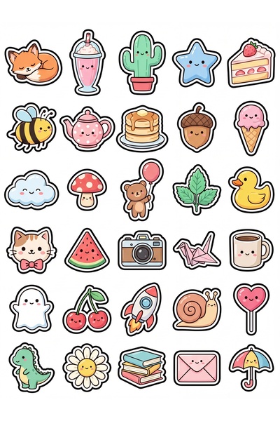 Store 30 Pieces Cute Figures Sticker Set - for Laptop, Notebook, Phone, Planner